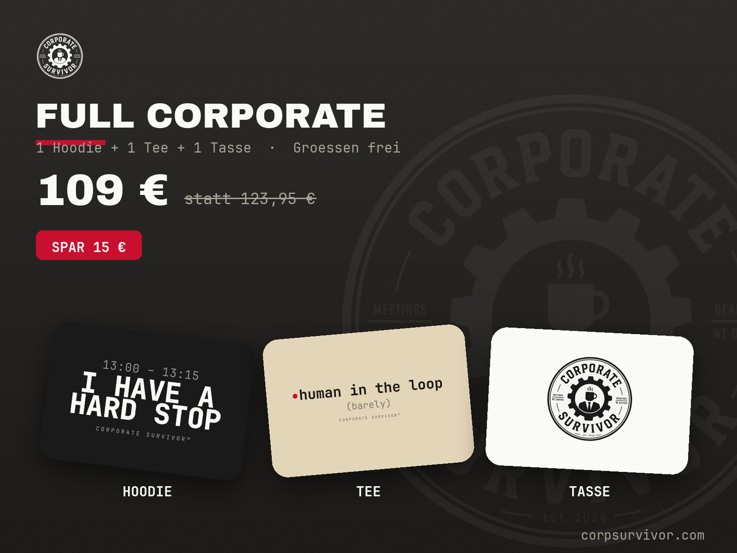 Full Corporate – Hoodie + Tee + Tasse